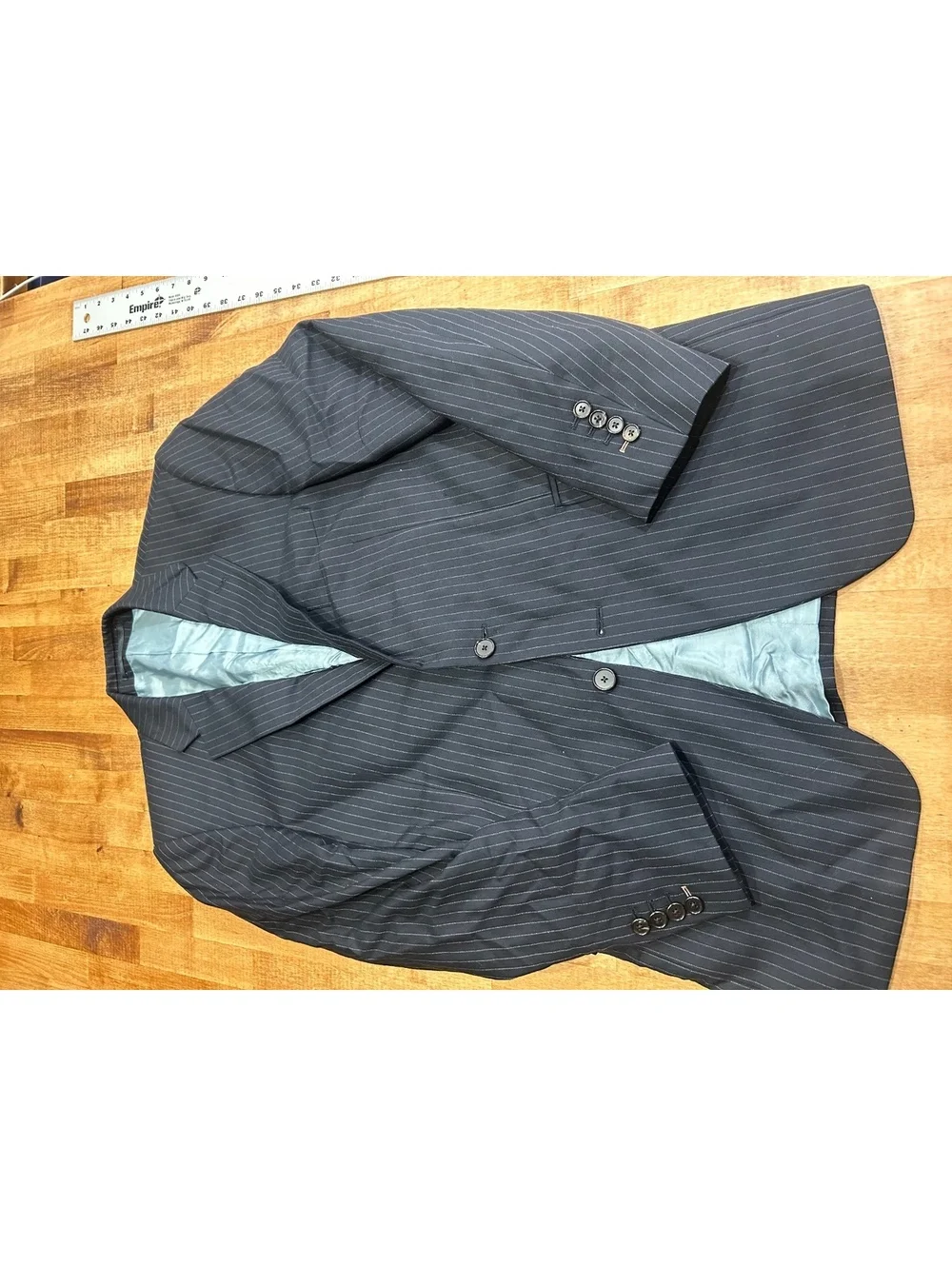 PINK Navy Blue Pinstripe Suit Jacket Blazer